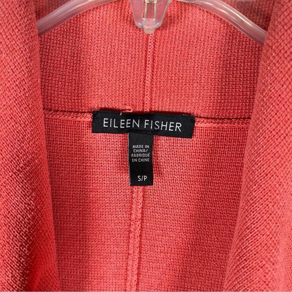Eileen Fisher Cardigan Coral Silk Organic Cotton Interlock Knit Open Front S - Picture 3 of 9